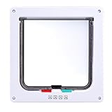 AGPTEK 愛犬愛猫へのプレゼントに！ペットのエア‐コン対策-猫も人間も大満足！４WAYタイプペットドアキャットドア　猫、犬用 (S（19.2*20*2.5cm）, ホワイト)