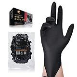 [THE BEST IN PERSONAL SECURITY PRO ART EST 1979] ニトリル手袋 黒/オレンジ 厚手 ダイヤモンドグリップ 強耐久ゴムグローブ 純ニトリル 作業用 自動車整備 油作業 工業用 突き刺しに強い 0.2mm 粉なし パウダーフリー ラテックスフリー 手肌に優しい ゴム手袋 S/M/L/XLサイズ 【真空包装100枚入り×1箱, ブラック,Lサイズ】