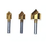 面取りカッター バリ取り ドリルビットセット 六角軸 高炭素鋼工具 90度 ドリルビット 電動ドリル用 木工 金属 プラスチック 加工 3/8 1/2 3/4 1枚刃 3本セット 9.53mm 12.