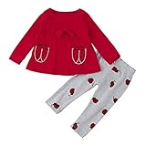 Tovadoo 子供服 ベビー服 女の子 トップス+ズボン セットアップ 長袖 秋冬 ワンピース テントウムシ柄 リボン 可愛い 部屋着 保育園