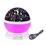 ディーマーク D-Mcark 360度回転 LED ロマンチツク星空ライト おやすみトイ プロジェクター ホーム 投影ランプ 誕生日プレゼント ピンク