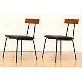 アンティーク風 木製 70cm幅ダイニングチェア2脚セット ブラウン