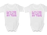 If You Think Im Cute You Should See My Twin Body Suit Set Baby Grow Vest - 0 - 3 Months by 2Personal
