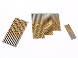 Ginsco 50PCS 1/25.4-inch to 1/8-inch HSS Shank High Speed Steel Drill Bit Set Tools Titanium For Woo
