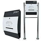 郵便ポスト郵便受けおしゃれ北欧風飾りバー付スタンド型マグネット付きホワイト白色猫柄ポストpm06f-pm193