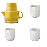 KINTOイエローTea for One and 3つ二重壁カップ、ニット、4のセット