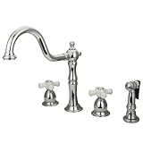 キングストン真鍮ヴィンテージWidespreadキッチン蛇口 8-Inch Adjustable Center CC14K1