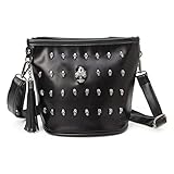 best-topshop Shoulder Bag with Zipperレディースガールズ、スカルラインストーンレザー旅行Campカジュアルクロスボディバッグポーチ財布ショッピングパーティー学校アウ