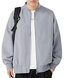 [EASTEMPO] ジャケット メンズ 秋 MA-1 ゆったり カジュアル ビジネス おしゃれ ブルゾン 大きいサイズ (L, グレー)