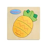 Lovoski 木製　漫画の形　動物　果物　パズル　子供　赤ちゃん　知育玩具　ギフト　全９パタン選べ - パイナップル