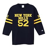 [チャンピオン] ロングTシャツ 長袖 丸首 綿100% グラフィックプリント フットボールTシャツ ベーシック C3-Z416 メンズ ネイビー