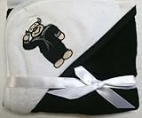 Navy Teddy Bear Sailor Black and White Baby Blanket by TC