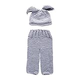 Zhhlinyuan 寝相アート ベビー服 Newborn Baby Boy Girl Costume Crochet Outfits Photography Props Beanie hat+Pan