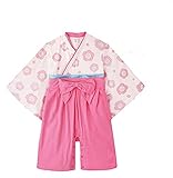 UNOPRO 着物 女の子 和装 カバーオール ベビー 服 袴 正装 お宮参り 七五三 節句 写真 撮影 ロンパース 入学式 発表会 結婚式 フォーマル お食い初め 御百日祝い お正月 (80, Cタ