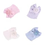 Perfk 4個　お買い得　新生児　ベビー　コットン　ちょう結び　花　ビーニー　ハット　キャップ　帽子　ソフト　セット