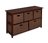 Badger Basket Five Basket Storage Unit with Fabric Folding Baskets, Cherry by Badger Basket