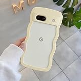 Google Pixel 7A ケース ウェーブ 波型デザイン おしゃれ 可愛い 透明 耐衝撃 人気 カバー ワイヤレス充電対応 ストラップホール付き Pixel 7 A ケース (イエロー)