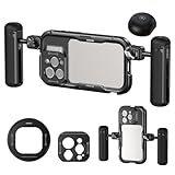 NEEWER スマホケージ 16 Pro用 ビデオリグ クイックリリースサイドハンドル2個/67mmフィルターアダプター/17mm レンズマウント/Tマウントレンズアダプター付き スマホスタビライザー スマホホルダー 写真撮影/ビデオ録画用 (PA073+PA045E+PA045B)