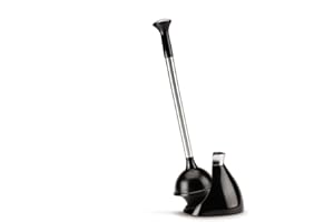 simplehuman Toilet Plunger and Caddy, Stainless Steel, Black