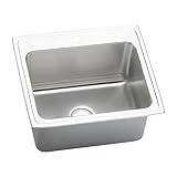 Elkay DLR2522101 1-Hole Gourmet Single Basin Drop-In Stainless Steel Kitchen Sink, 15-3/4-Inch x 25-