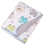 ベビーダブルレイヤー暖かい柔らかいフリースブランケットアニマルプリントおくるみ寝具 (ヒツジ)