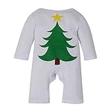 Karchi　女の子　幼児の赤ちゃんの女の子の男の子　クリスマスツリー　ロングスリーブ　ロンパージャンプスパジャマの服 (3M, 白い)