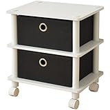 山善(YAMAZEN) 収納ボックス付システムラック(幅40 奥行30)2杯  ホワイト(ボックス:ブラック)  SR2-DWS(WH/BK)