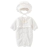 ( チャックル ) chuckle * ピュアホワイト * バラ模様 フェイク ファー 防寒 ツーウェイオール & 帽子 セット ホワイト 50-70cm P5305-00-10