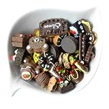 heizi デコパーツ チョコレート お菓子 ハンドメイド 100個 樹脂 パーツ ロリポップ (チョコレート 100個)