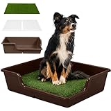 DogLife 犬 トイレ トレー 大型犬 特大 スーパー ワイド (ブラウン, 芝生付)