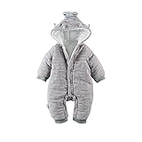Baby Nest ベビー服 前開き カバーオール 防寒 秋冬用 長袖ロンパース 女の子 男の子 コットン100% グレー 9-12M