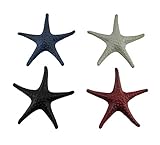 鋳鉄装飾壁フックのセット4レッドホワイトブルー&ブラウン鋳鉄ヒトデFigurines 6.5 X 1 X 6.5インチマルチカラーモデル# ma-1049