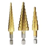 CADITEX　ステップドリル チタンコーティング 6.35 mm(1/4") HSS鋼 24段3mm-20mm 3本セット メタルホールカッター