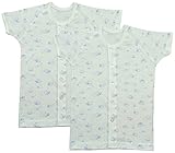 村信 2枚組 フライス プリント 半袖前開きシャツ 95cm サックス W11105 日本製