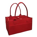 【VANCORE】ベビー おむつストッカー オムツ収納ケース 子供おもちゃ 赤ん坊 用品収納バッグ おしりふき/着替え/タオル入れ フェルト超軽 11ポケット大容量（5色）赤色