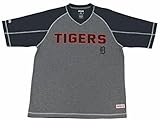 MLB Detroit TigersメンズFine GaugeメッシュVネックラグランシャツ XL
