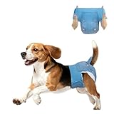 Dono 犬 おむつ 女の子用 男の子用 デニム風 犬オムツ 360°幅広伸縮ウエストバンド付きおむつカバー 漏れない 通気性 長時間 使い捨てマナーパンツ 発情期 生理 介護用 おしっこ吸収 おむつウェア 超小型犬 小型犬 中型犬 猫用 紙おむつ Lサイズ 10枚入りx4パック