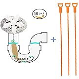 10パックシャワーDrainヘアキャッチャーと3 PackドレインSnakeヘアDrain Clogリムーバークリーニングツール