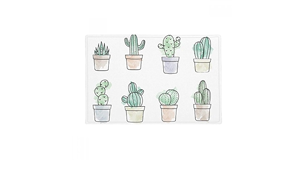 Amazon 多肉植物サボテンの鉢植えの植物イラストパターン アンチスリップマット浴室床カーペットをリビングルーム キッチン扉16 X 30とquot Quot ギフト 玄関マット オンライン通販