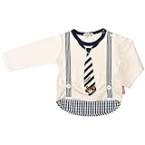 2017年 春物 ZOOMIC ズーミック サスペンダーアップリケ ネクタイプリント 長袖Ｔシャツ アイボリー◇95cm