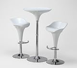 ラウンドバーハイテーブル3点セット★艶★ホワイト（白）