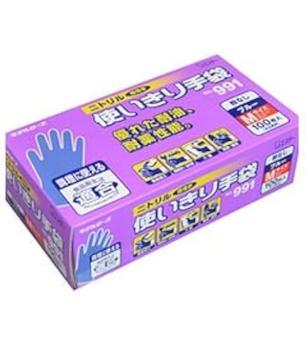Amazon.co.jp: モデルローブ NO991 ニトリル使い切り手袋 100枚 ブルー