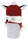 Stephan Baby Bumpy Fleece Blanket and Knit Fox Hat Stroller Set, Grey/Red, 3-12 Months by Stephan Ba