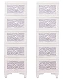 陶器の取っ手付き　猫脚チェストシリーズ　5段　レース  レース柄