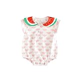 子供服 ロンパース カバーオール ガールズ 女の子 綿 夏 スイカ柄 キッズ 可愛い 半袖 ベビー 新生児 おしゃれ