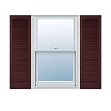 Ekena Millwork LL5C18X09600BD Lifetime Vinyl, Custom Cathedral Top All Louver, Open Louver Shutters 