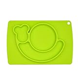 ベビー ランチプレート 食事マット 子ども用 シリコーン 携帯型 グリーン カタツムリ