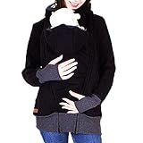 【Ani Mam Kids】カンガルーパーカー マタニティ ジャケット フード 上着冬の妊婦キャリー赤ちゃん妊娠服 (XXL, ブラック)