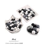 Mamimami Home 歯固め シリコーン製　ビーズ　12－15-20 mm ブラック/グレー/ホワイト　200個 噛がため　丸ビーズ　ネックレス　おしゃぶりホルダー　DIY 材料パッケージ [プ