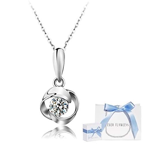EverFlawless スワロフスキー ジルコニア採用 シルバー 925純銀製 チェーン 45cm レディース ネックレス ラッピング３点セット